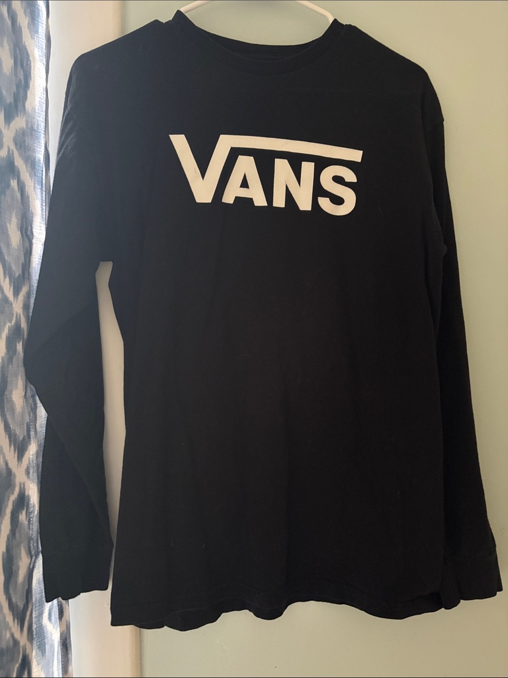 Vans Black Long Sleeve Tee with White Logo